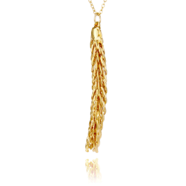 Pendentif Antique En Or 18k Feuille Avec Décorations Cisellées - Collier Mi-Long Occasion
